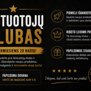 LT: Rocky Spoon Testuotojų klubas – išskirtinės naudos pirmiesiems prenumeratos nariams: naujienos, riboto leidimo produktai ir papildomos dovanos. EN: Rocky Spoon Tasters Club – exclusive benefits for early subscription members including new products, limited editions and surprise gifts.