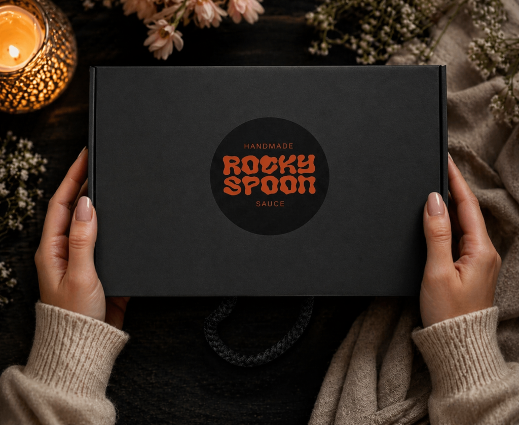 Rocky Spoon dovanų dėžutė su 8 rankų darbo padažais ir čatniais / Rocky Spoon gift box with 4 handcrafted sauces and chutneys